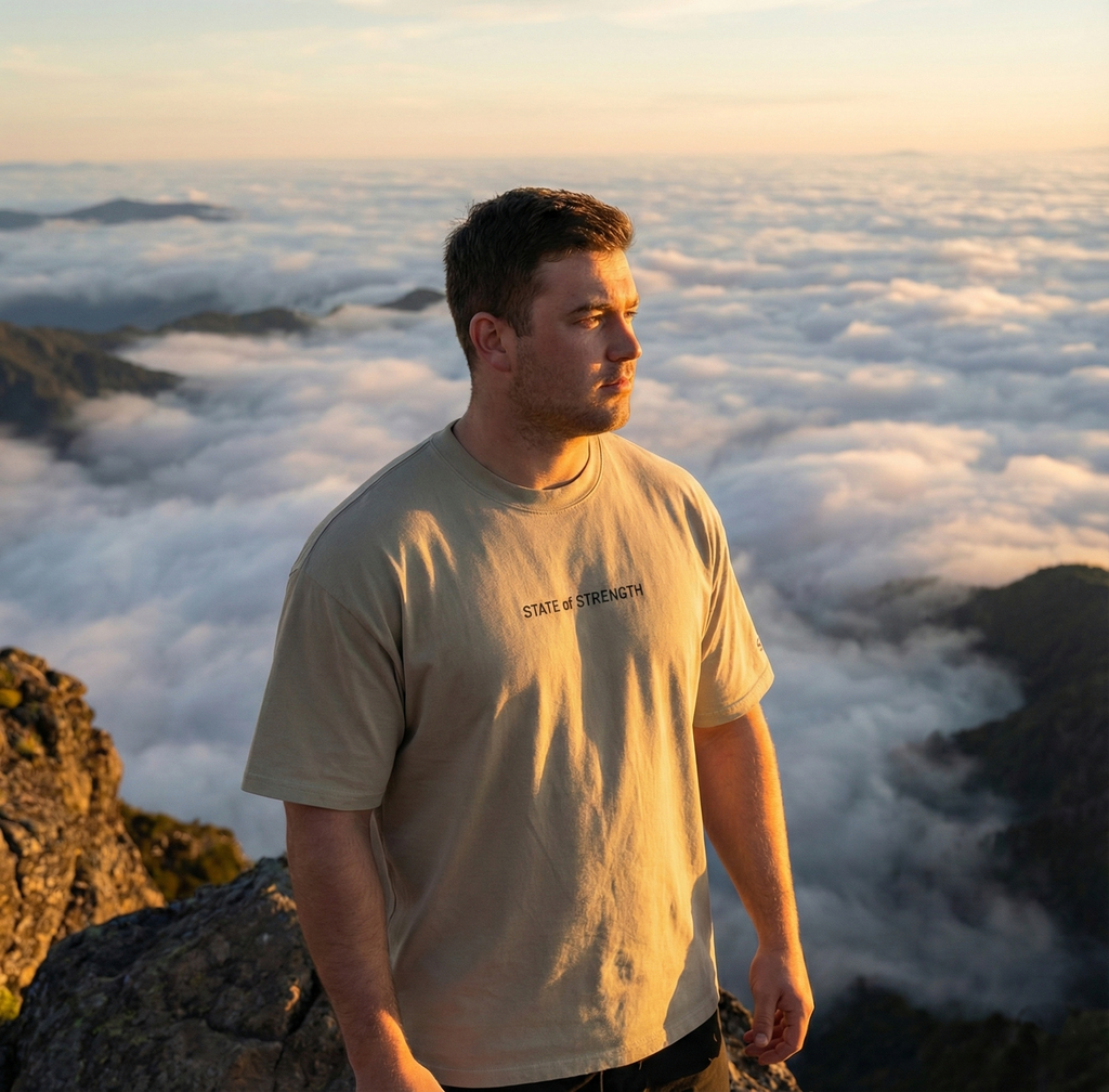 State of Strength Oversized Faded T-shirt (Black Print)