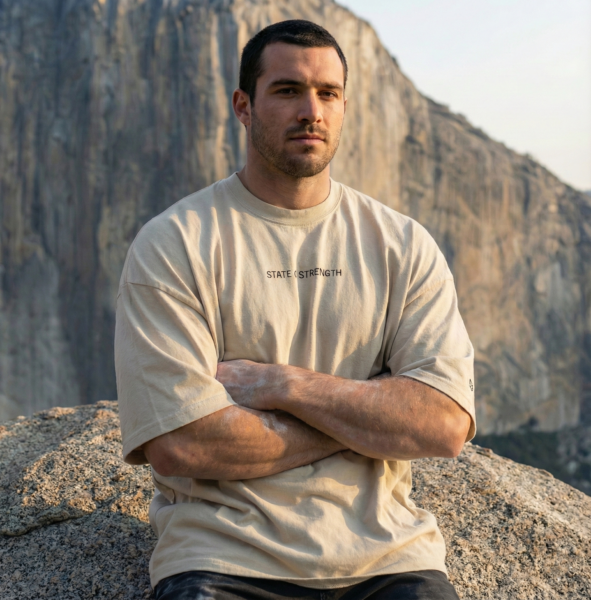 State of Strength Oversized Faded T-shirt (Black Print)