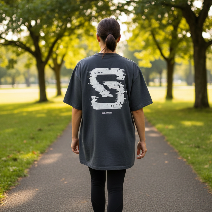 Glitch Logo (White) - Oversized Faded T-Shirt