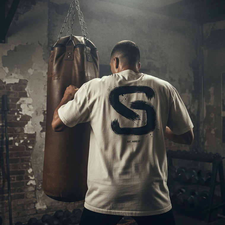 Brushed Logo (Black) - Oversized Faded T-Shirt