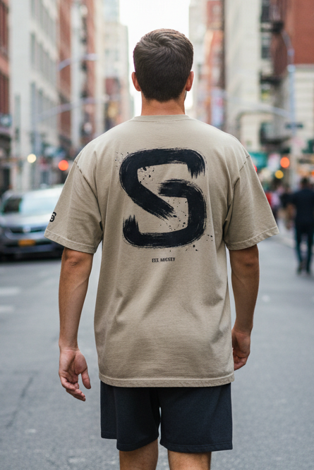 Brushed Logo (Black) - Oversized Faded T-Shirt