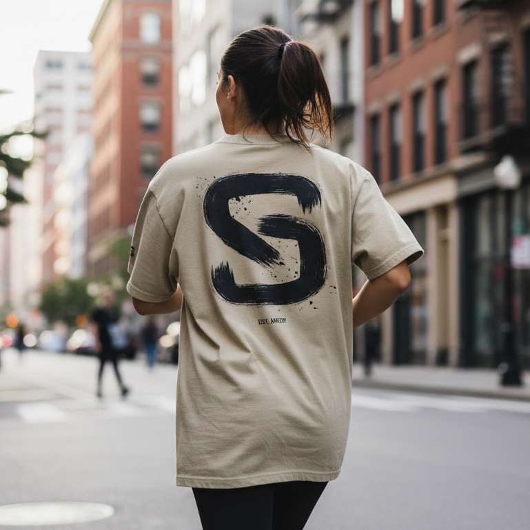 Brushed Logo (Black) - Oversized Faded T-Shirt