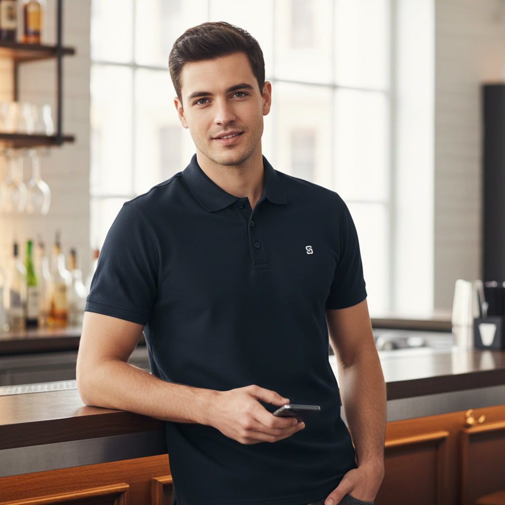 Pique Polo Shirt - White Logo